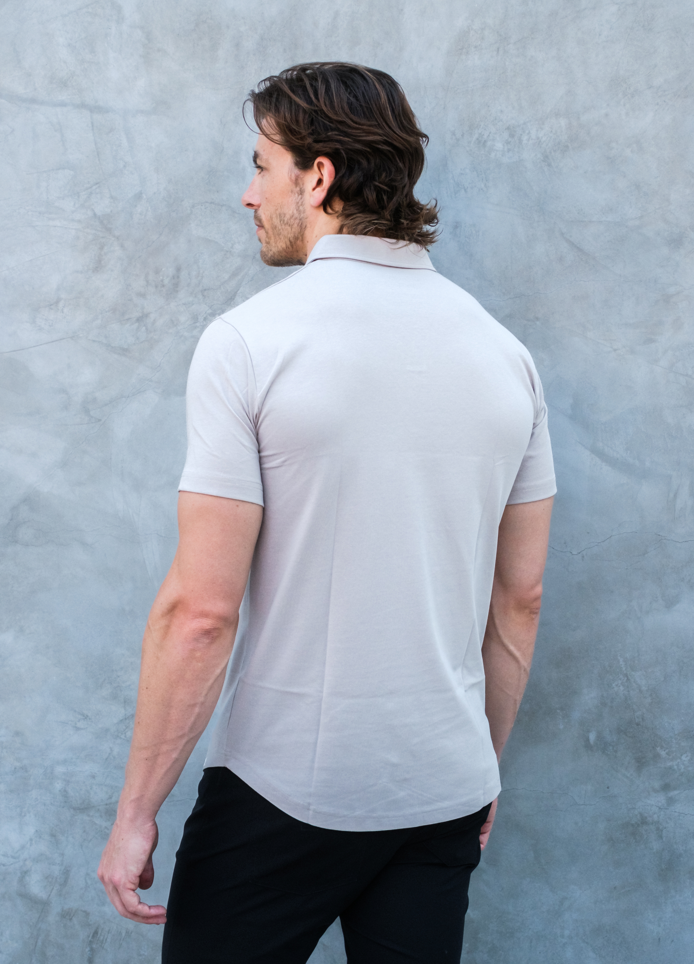 Short Sleeve V-Polo: Dusty Tan