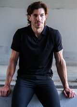 Short-Sleeve V Polo: Midnight Black