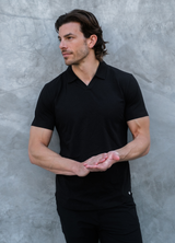 Short-Sleeve V Polo: Midnight Black
