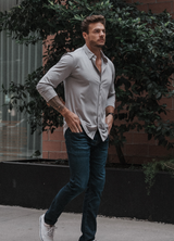 Long-Sleeve Casual Button-Down: Slate Grey