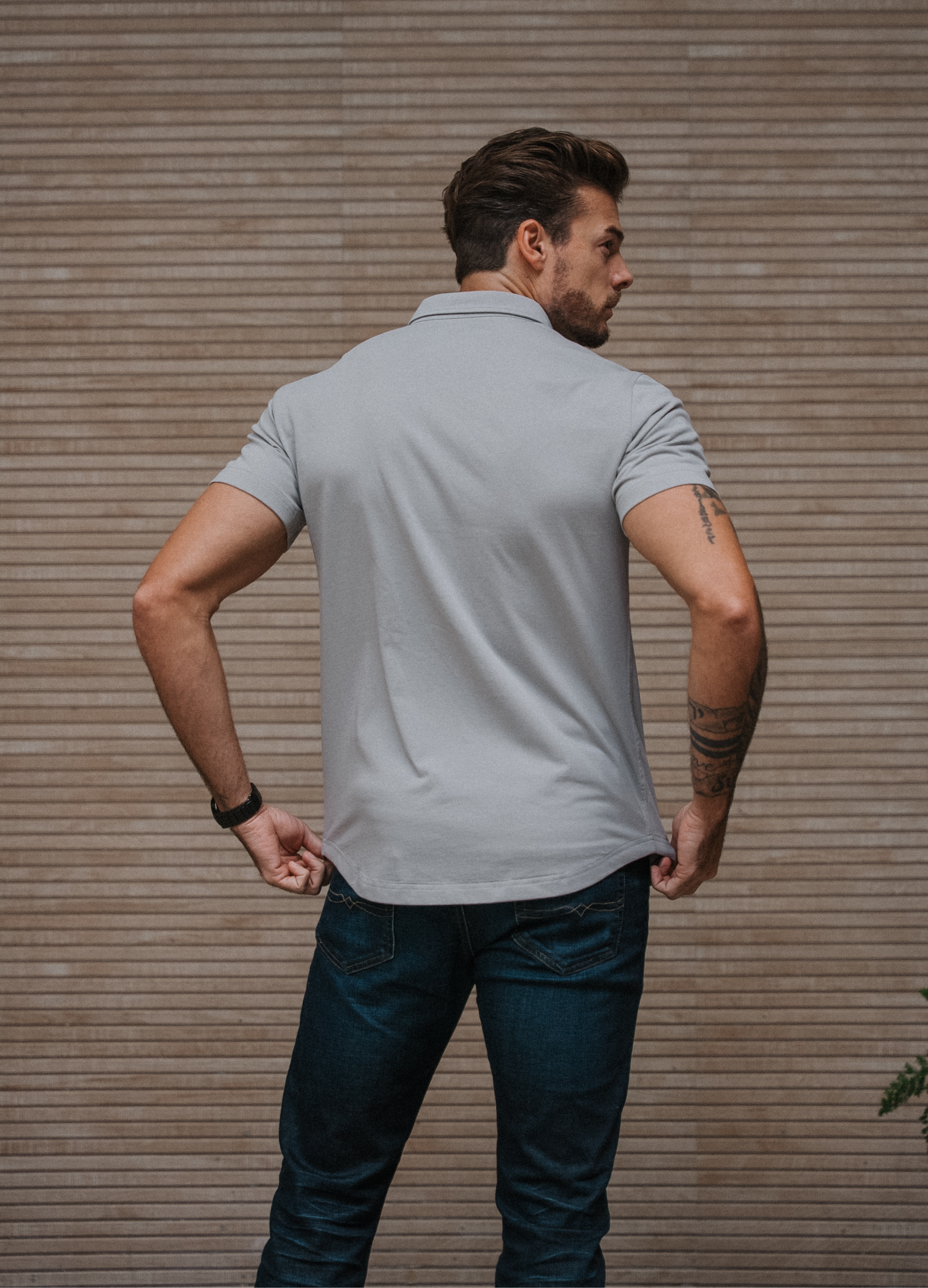 Short Sleeve Button Down: Slate Grey