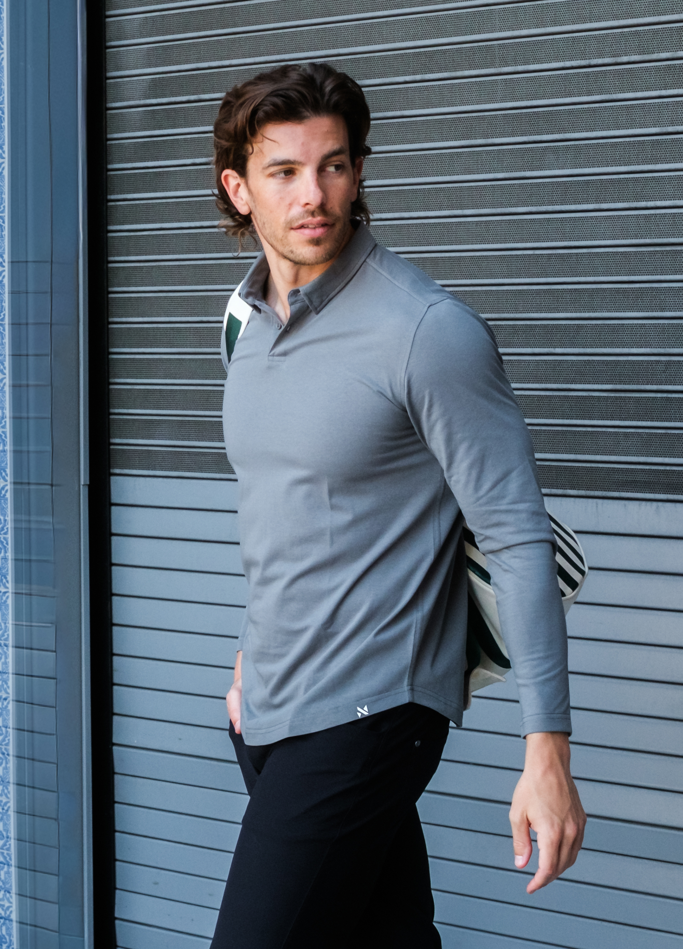 Long-Sleeve Biz Polo: Dusk Sage