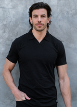 Short-Sleeve V Polo: Midnight Black