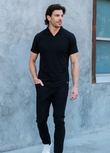 Short-Sleeve V Polo: Midnight Black
