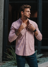 Long-Sleeve Casual Button-Down: Dusty Pink