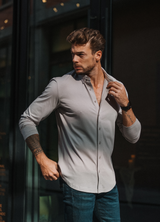 Long-Sleeve Casual Button-Down: Slate Grey