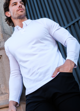 Long-Sleeve Biz Polo: Arctic White