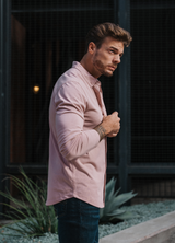 Long-Sleeve Casual Button-Down: Dusty Pink
