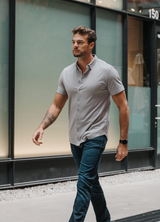 Short Sleeve Button Down: Slate Grey