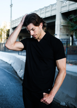 Short-Sleeve V Polo: Midnight Black