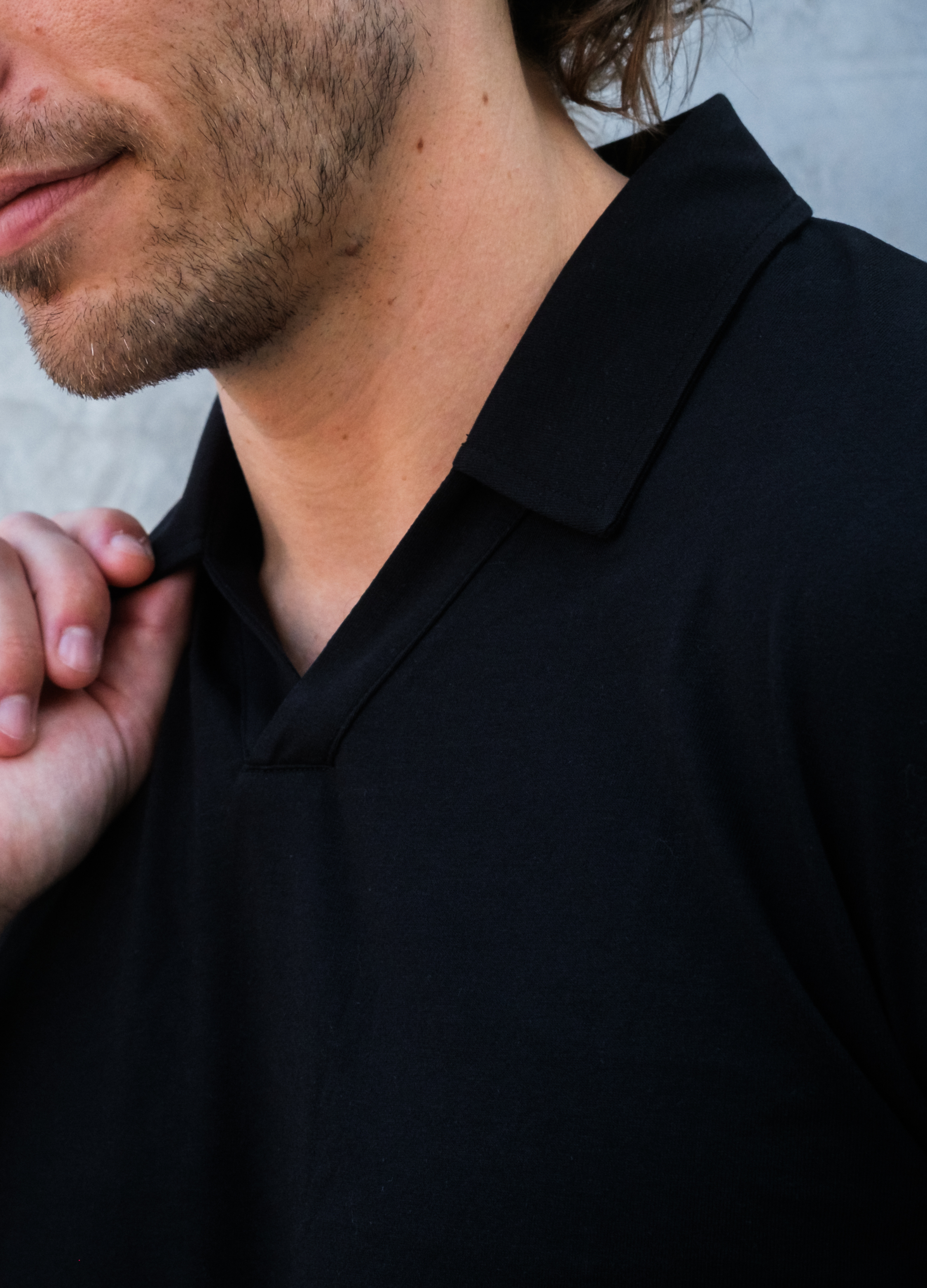 Short-Sleeve V Polo: Midnight Black