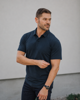 Short-Sleeve 2-Button Polo: Midnight Navy (Pima)