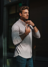 Long-Sleeve Casual Button-Down: Slate Grey