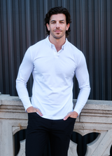 Long-Sleeve Biz Polo: Arctic White