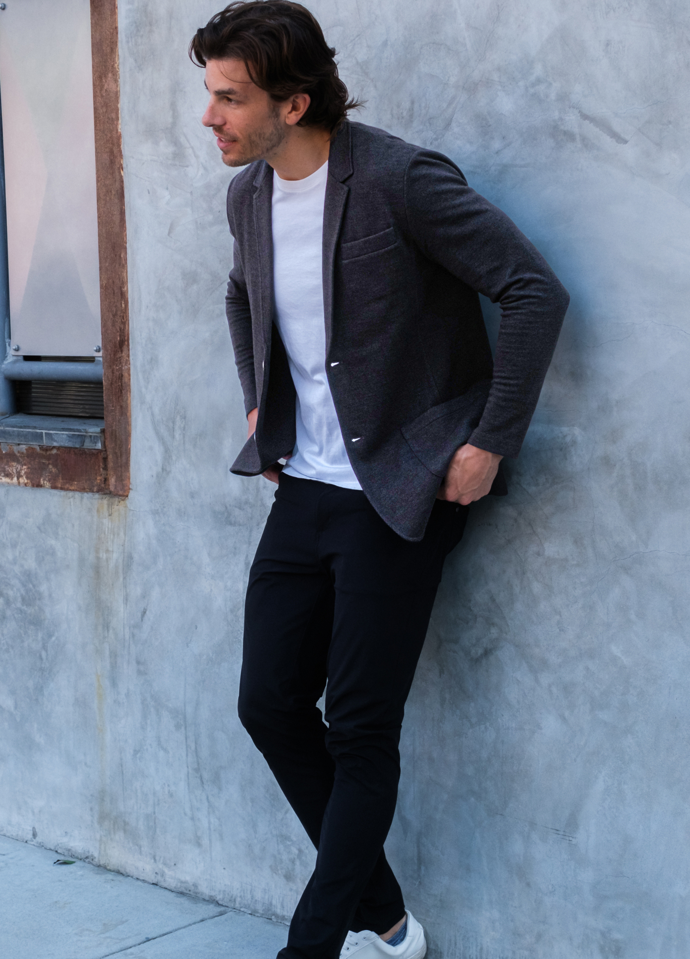 Casual Knit Blazer: Carbon Black