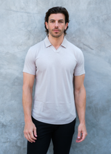 Short Sleeve V-Polo: Dusty Tan