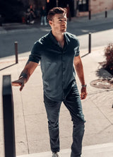 Short-Sleeve Casual Button-Down: Nordic Blue