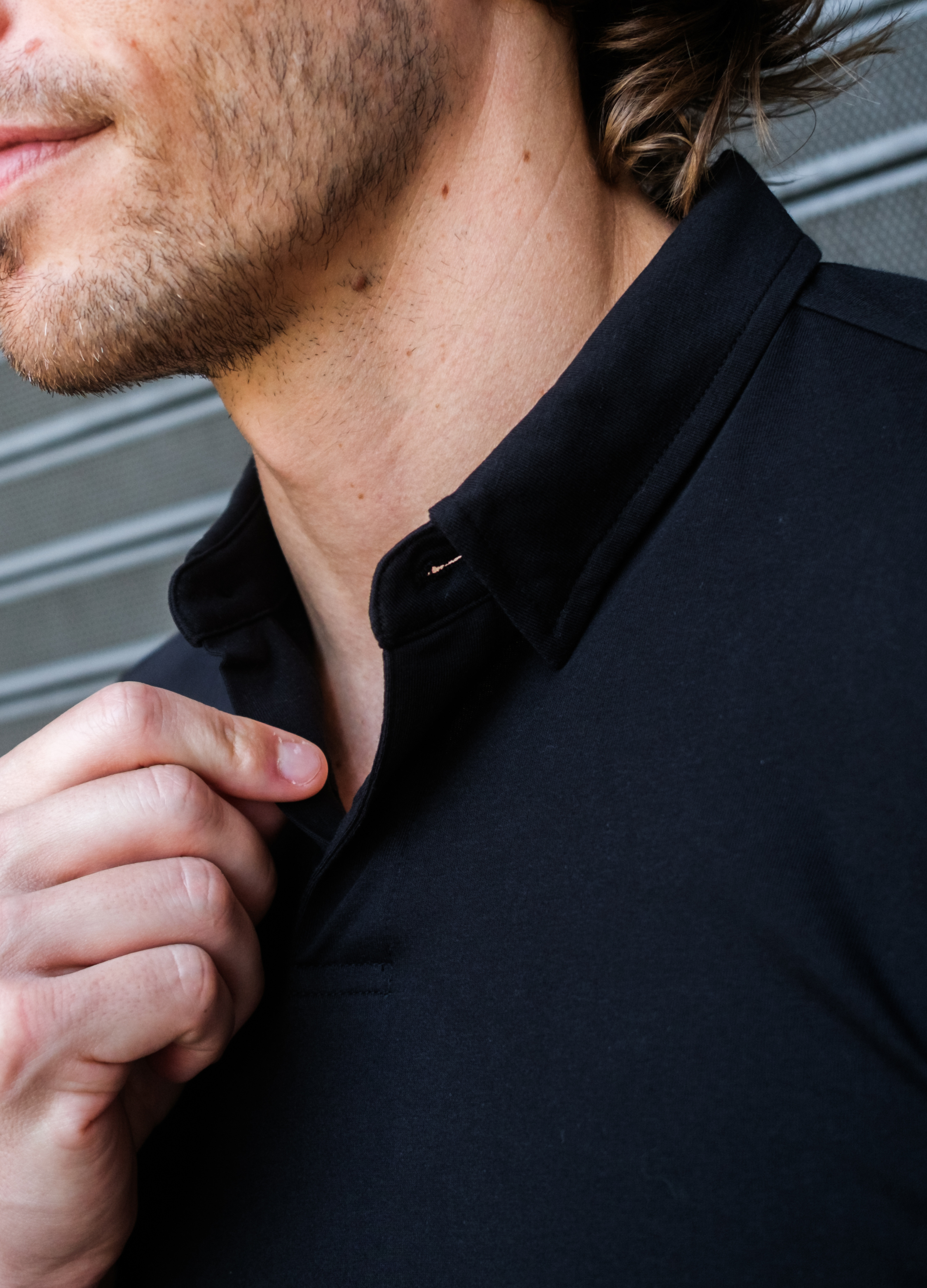 Long-Sleeve Biz Polo: Midnight Black