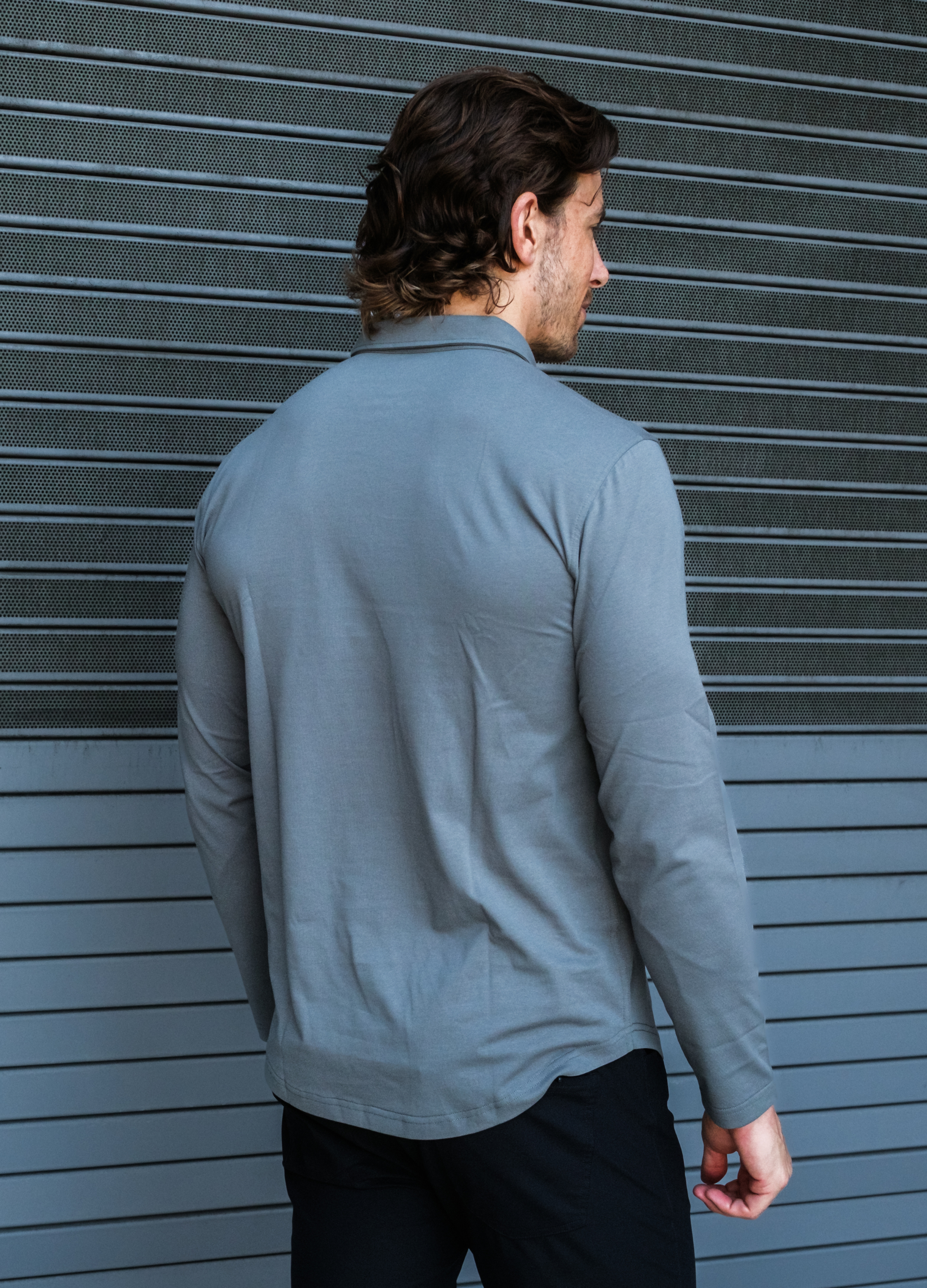 Long-Sleeve Biz Polo: Dusk Sage