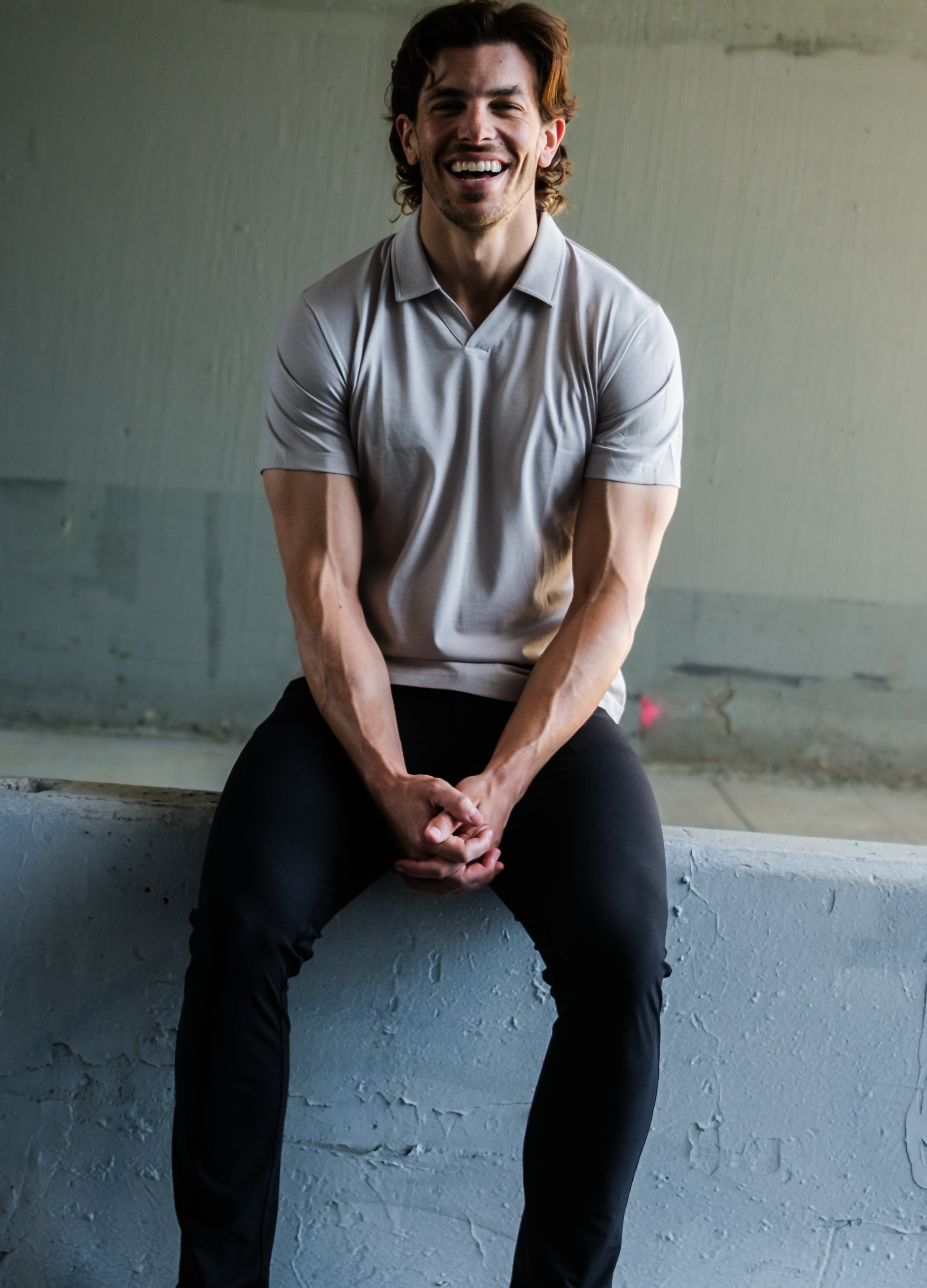 Short Sleeve V-Polo: Dusty Tan