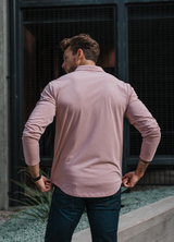 Long-Sleeve Casual Button-Down: Dusty Pink