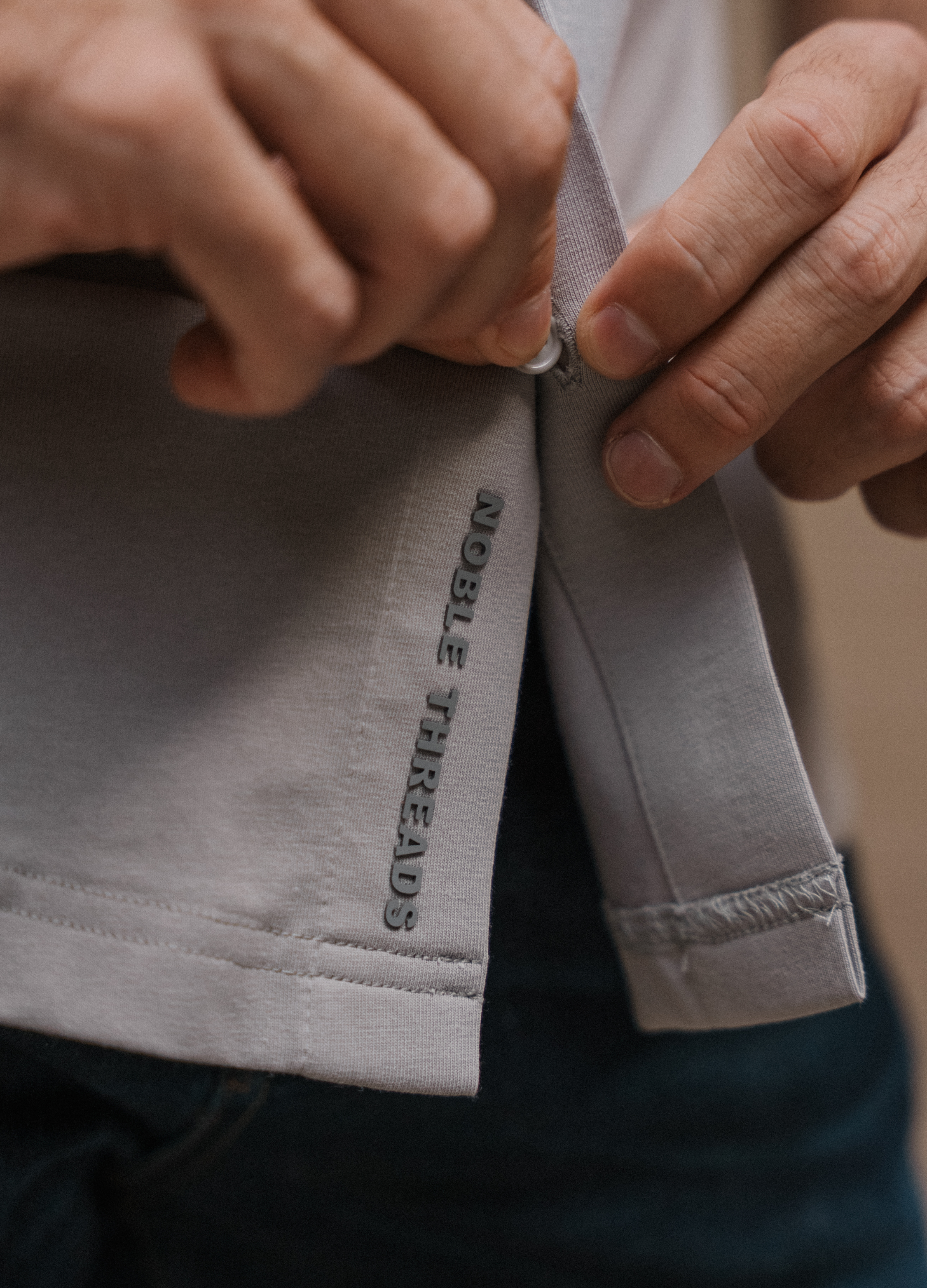 Long-Sleeve Casual Button-Down: Slate Grey