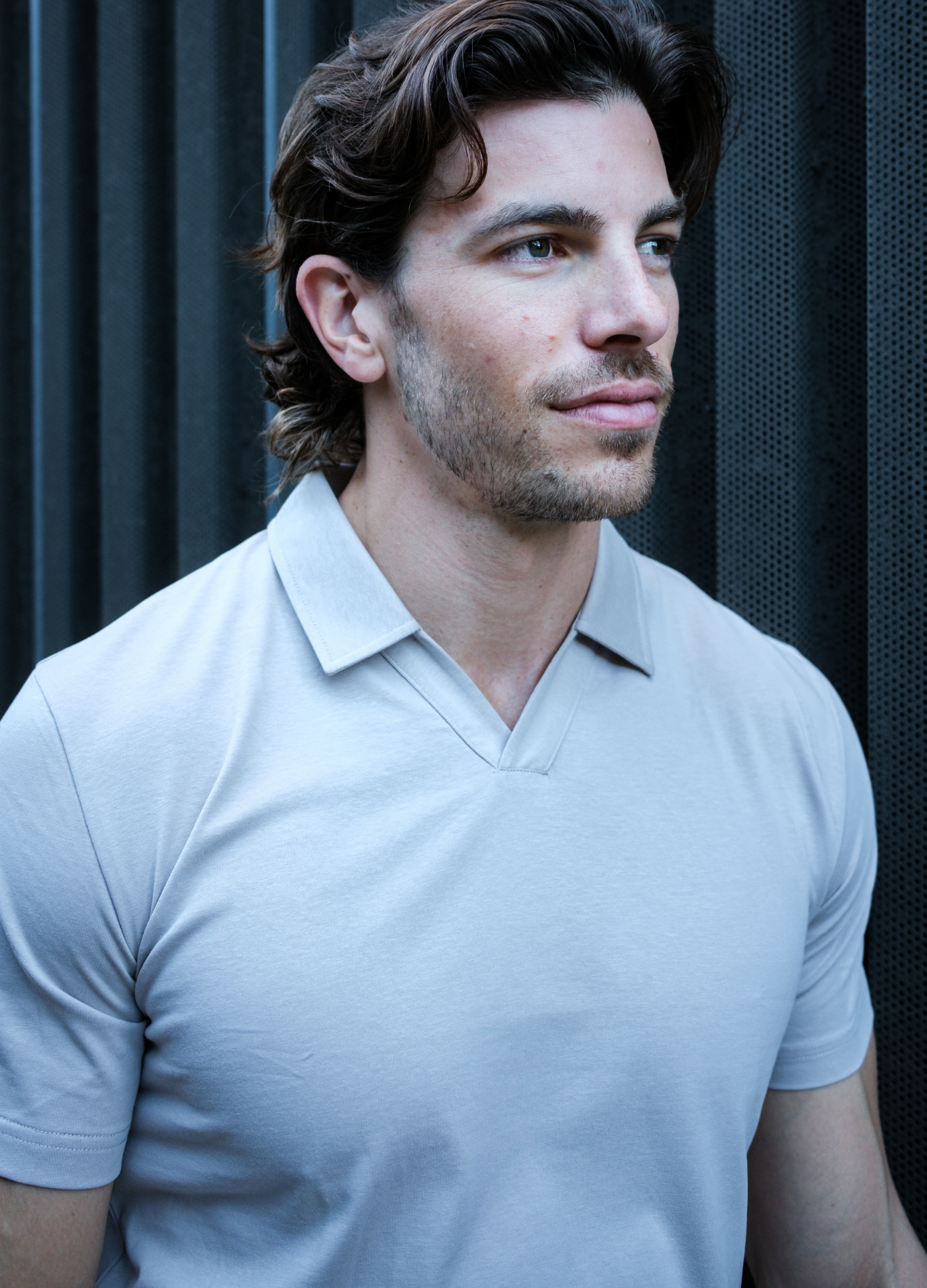 Short Sleeve V-Polo: Dusty Tan