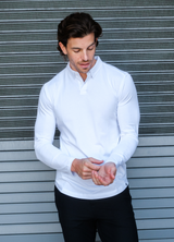 Long-Sleeve Biz Polo: Arctic White