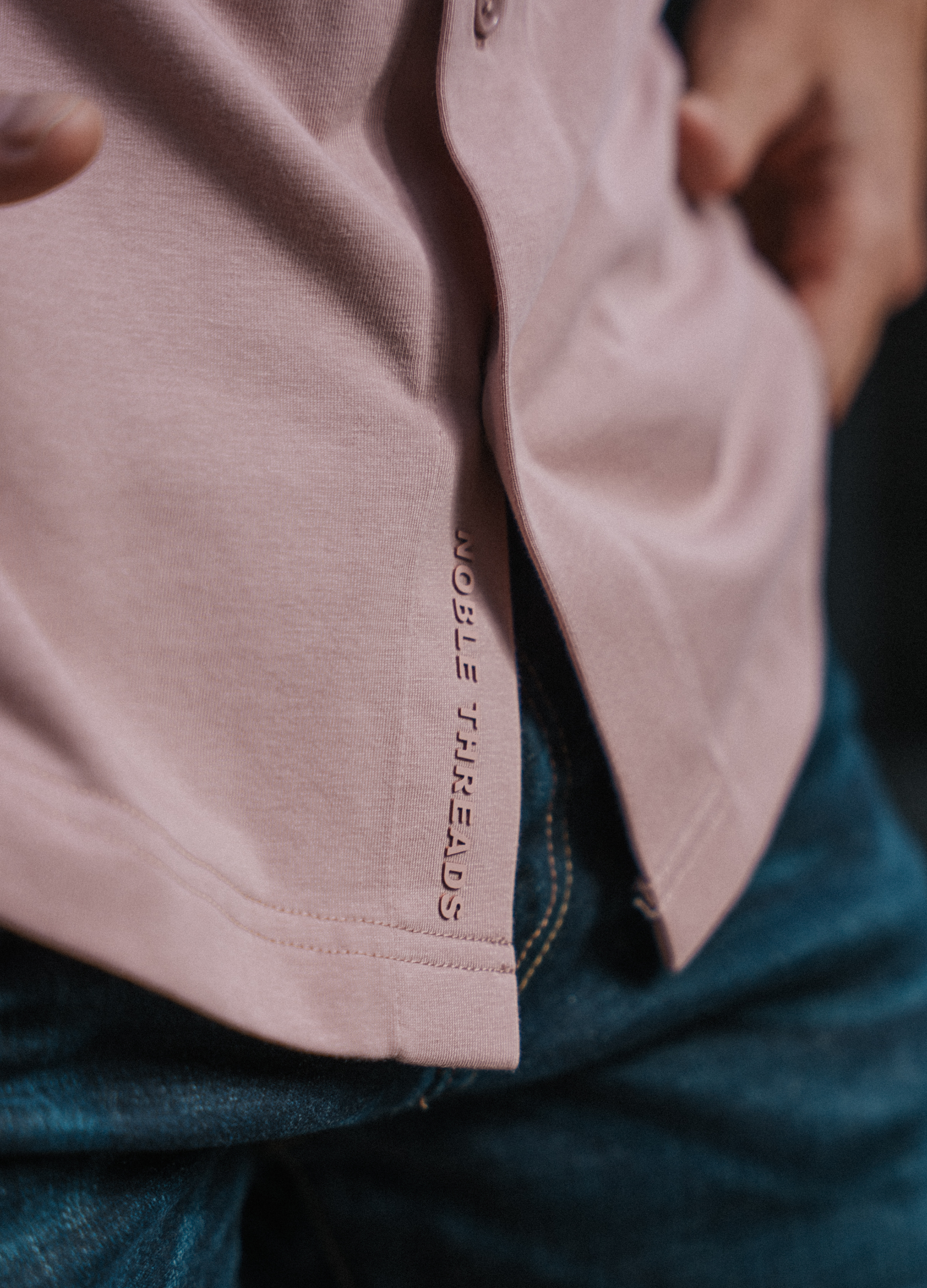 Long-Sleeve Casual Button-Down: Dusty Pink