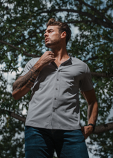 Short Sleeve Button Down: Slate Grey