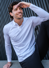 Long-Sleeve Biz Polo: Arctic White