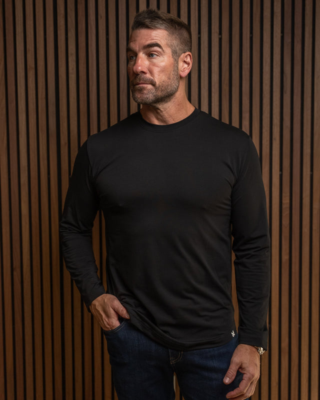 Long-Sleeve Crew: Midnight Black (Pima)