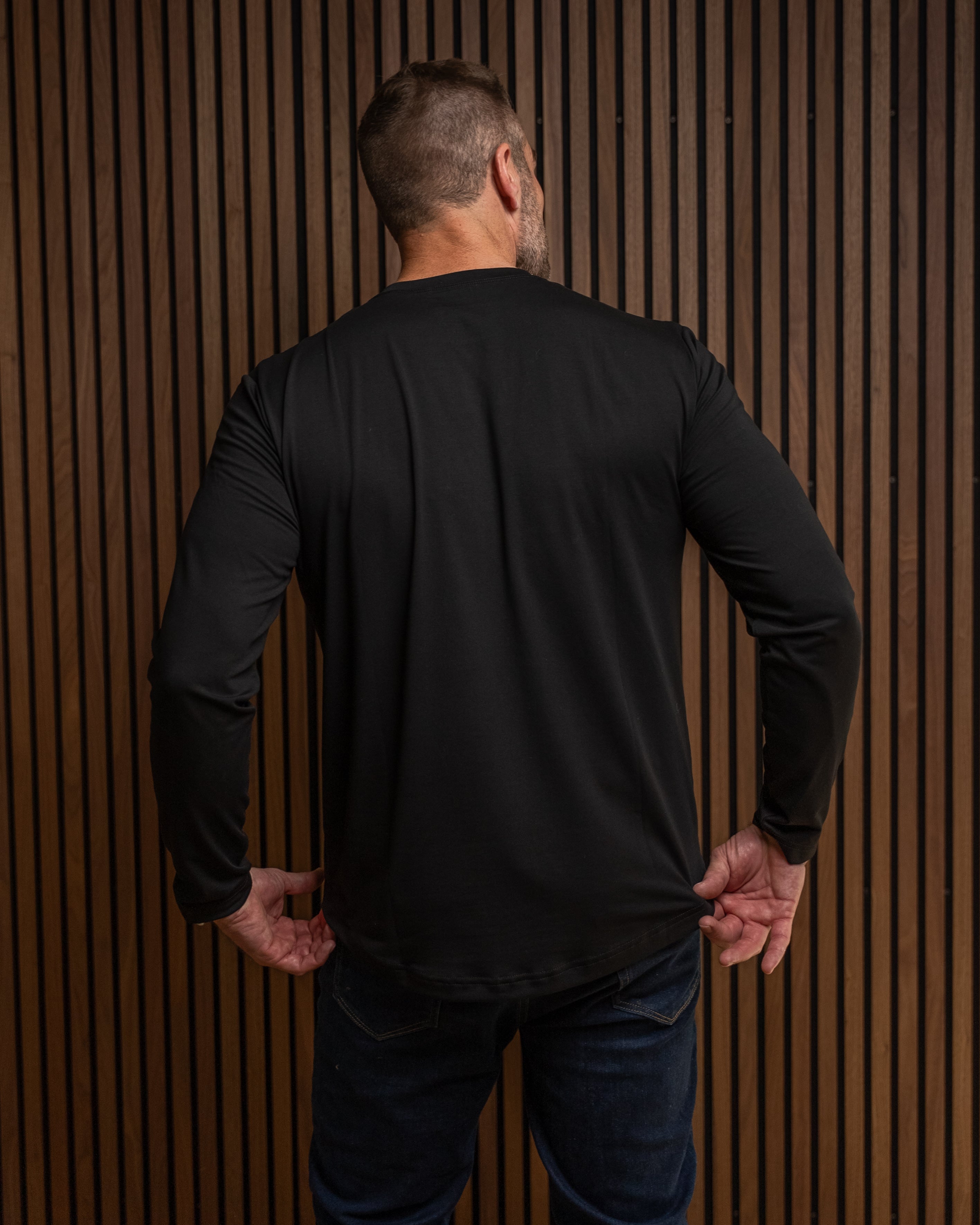Smart Long-Sleeve Crew: Midnight Black (2026 Pima Enhanced)