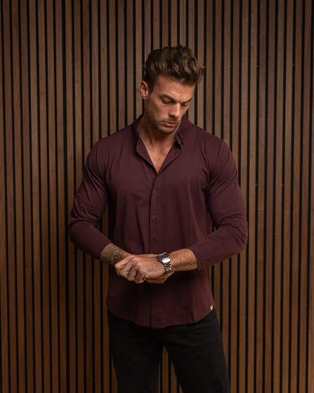 Long-Sleeve Button-Down: Maroon (2026)