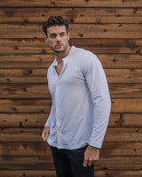 Long-Sleeve Collarless: Arctic White (Pima)