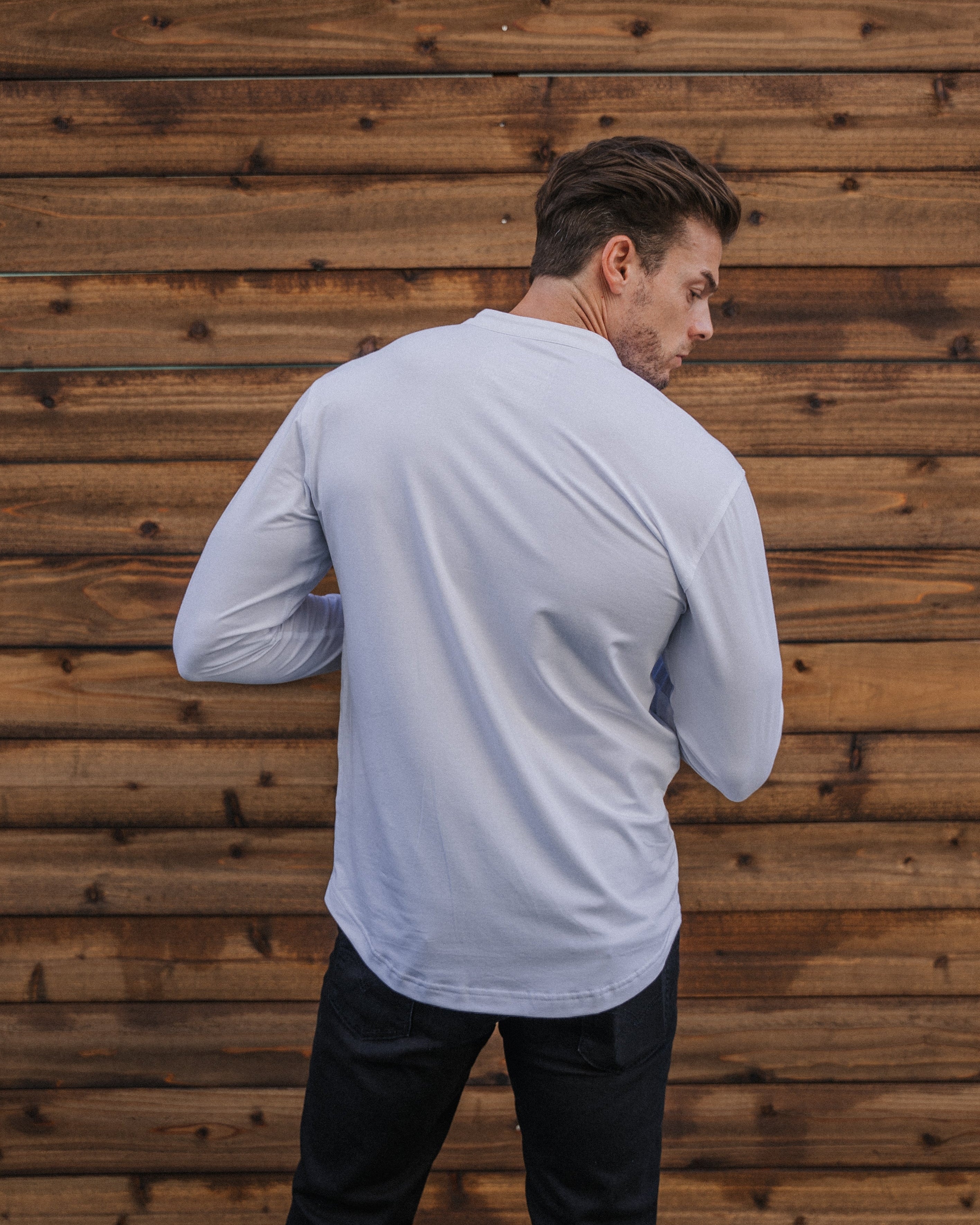 Long-Sleeve Collarless: Arctic White (Pima)