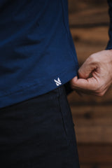 Long-Sleeve Collarless: Midnight Navy (Pima)