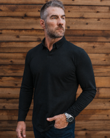 Long-Sleeve 2-Button Polo: Midnight Black (2026)