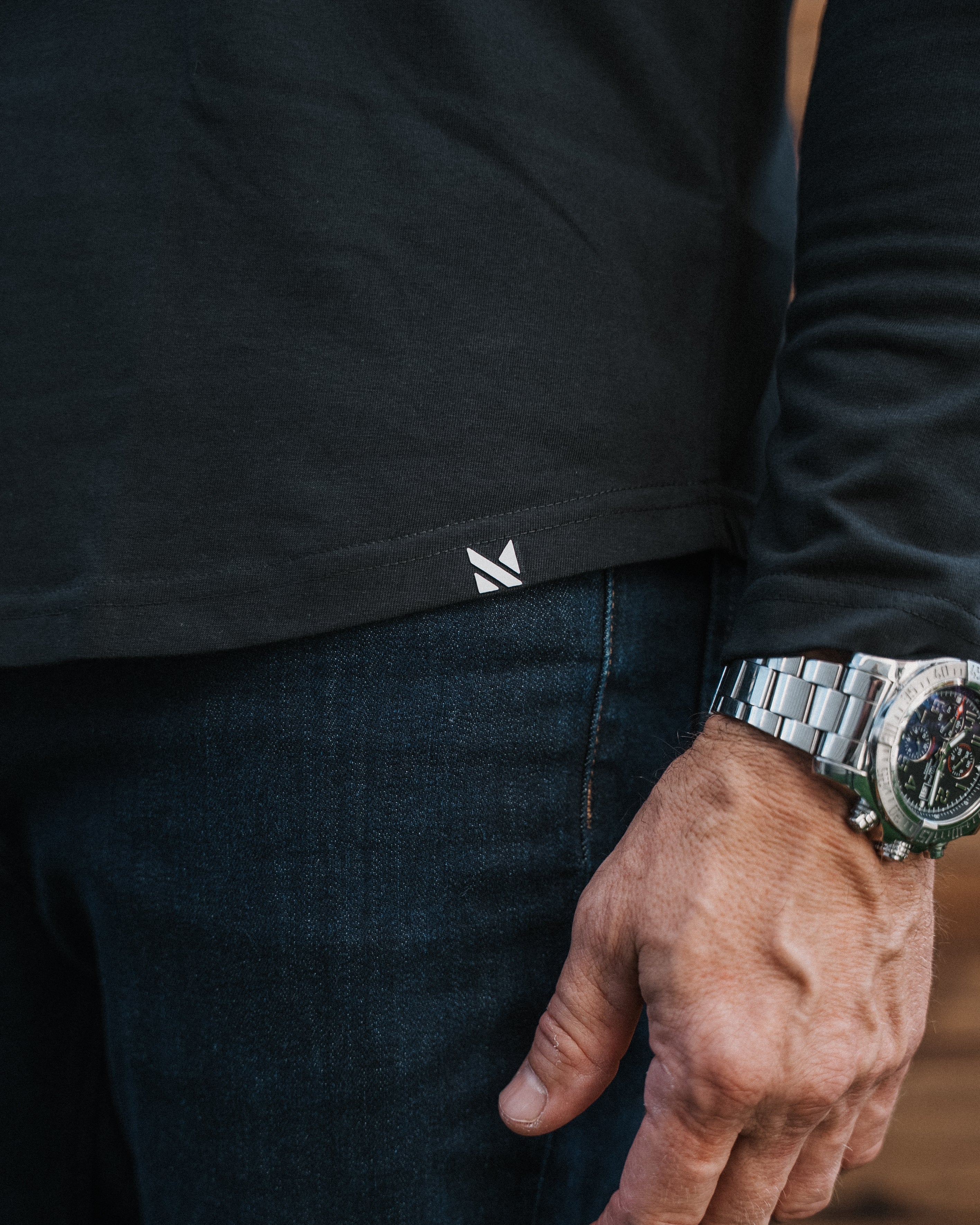 Long-Sleeve 2-Button Polo: Midnight Black (2026)