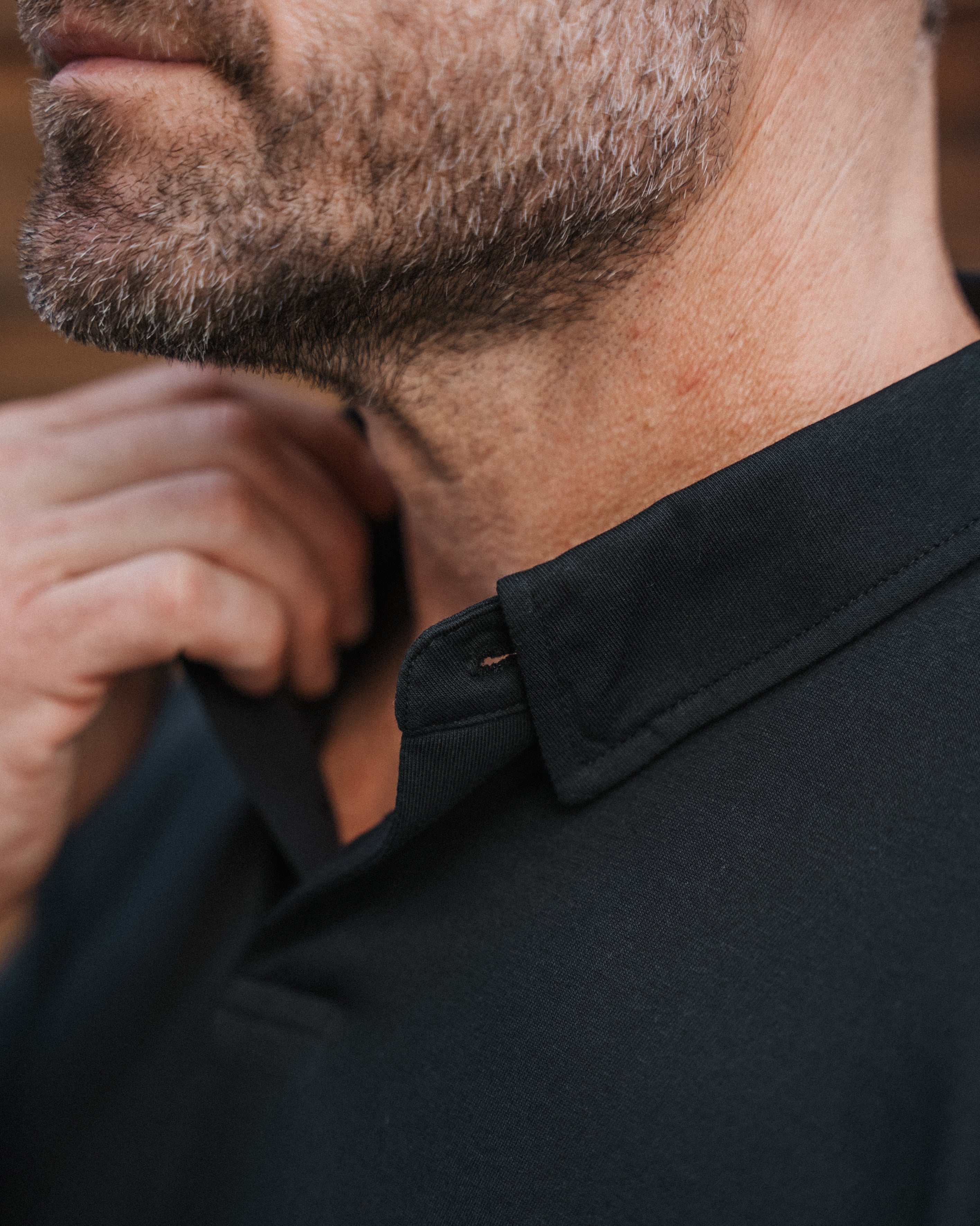 Long-Sleeve 2-Button Polo: Midnight Black (2026)