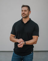 Short-Sleeve 2-Button Polo: Midnight Black (Pima)