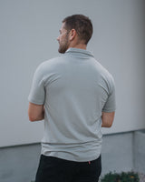 Short-Sleeve 2-Button Polo: Slate Grey (Pima)