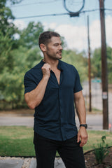 Short-Sleeve Collarless: Midnight Navy (Pima)