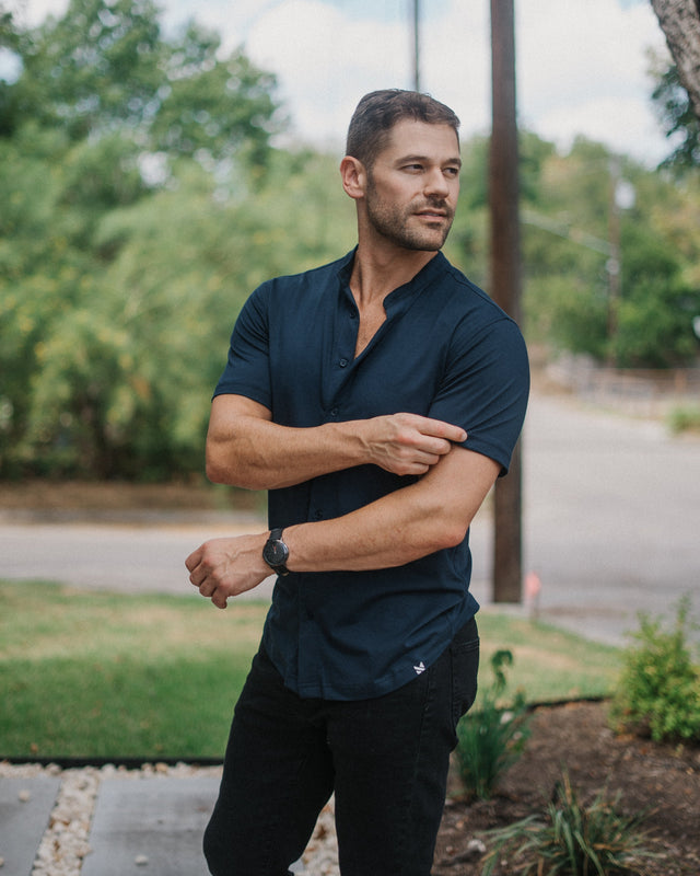 Short-Sleeve Collarless: Midnight Navy (Pima)