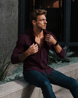 Long-Sleeve Casual Button-Down: Maroon (2026) - Noble Threads