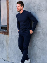 Smart Long-Sleeve Crew: Midnight Navy (2026 Pima Enhanced)