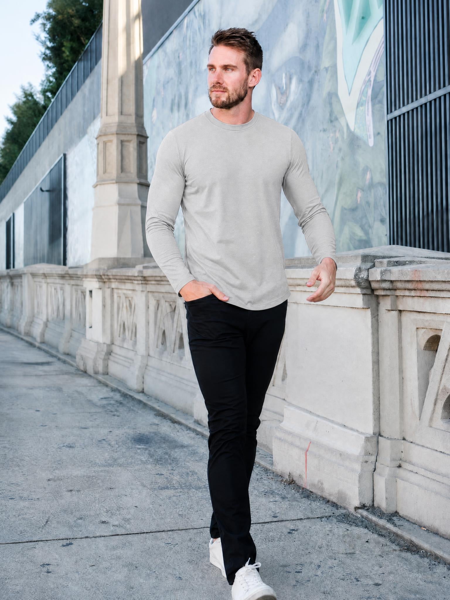Smart Long-Sleeve Crew: Slate Grey (2026 Pima Enhanced)