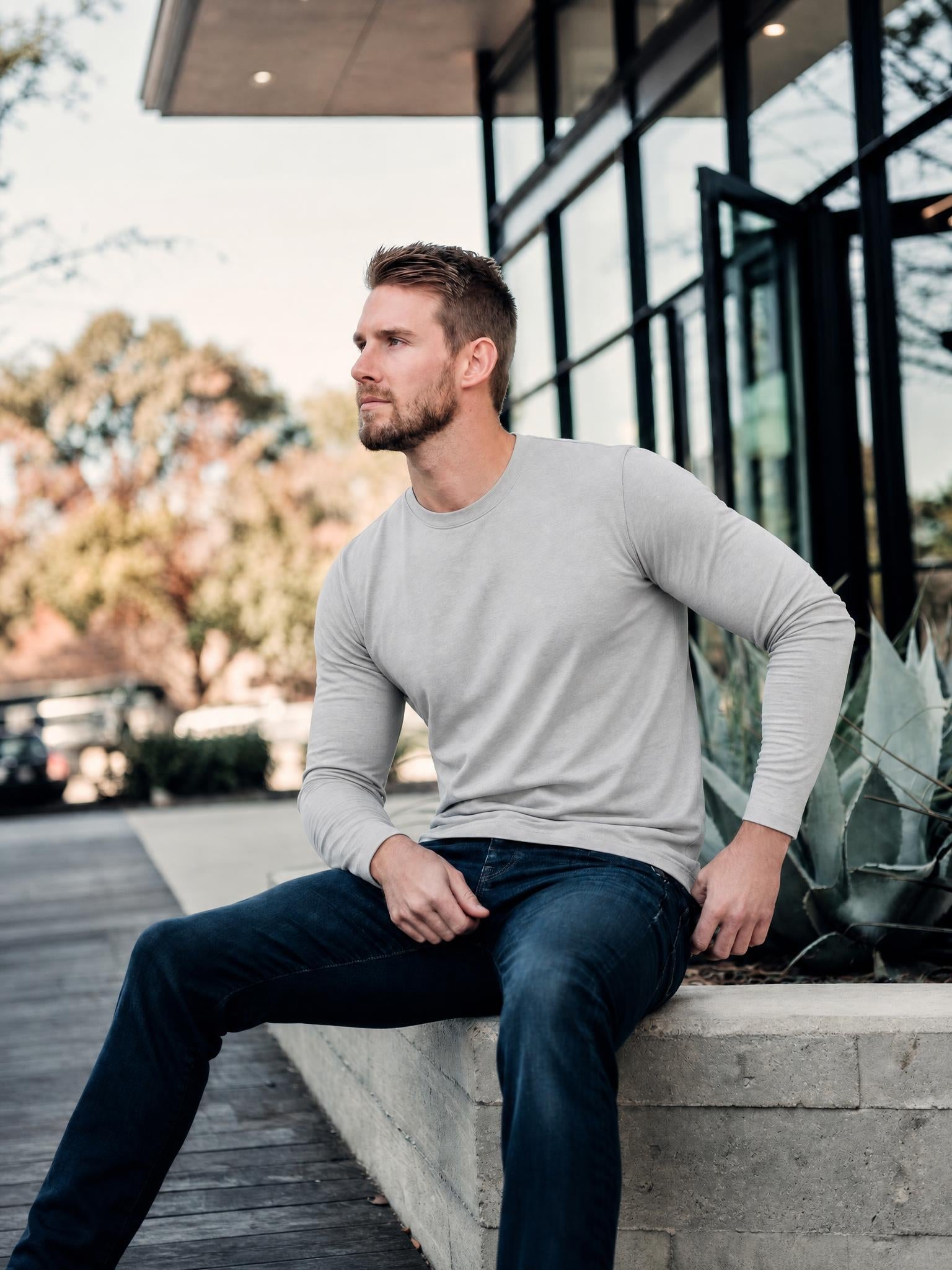 Smart Long-Sleeve Crew: Slate Grey (2026 Pima Enhanced)