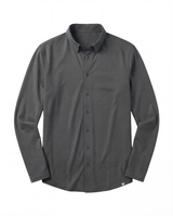 Long-Sleeve Casual Button-Down: Gunmetal Grey