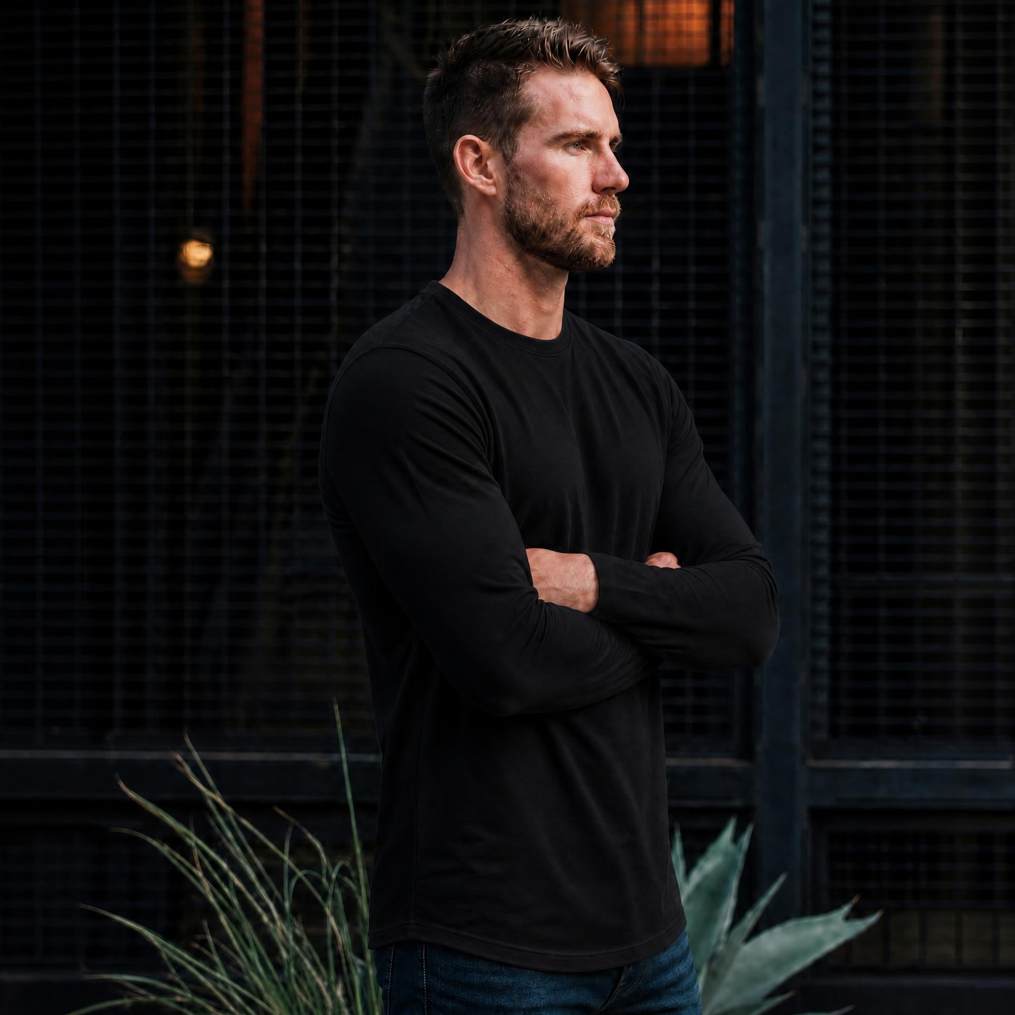 Smart Long-Sleeve Crew: Midnight Black (2026 Pima Enhanced)